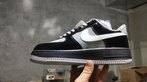 Air Force 1  Low Black Grey White Gloss Patent Panel  Sneakers 29247253