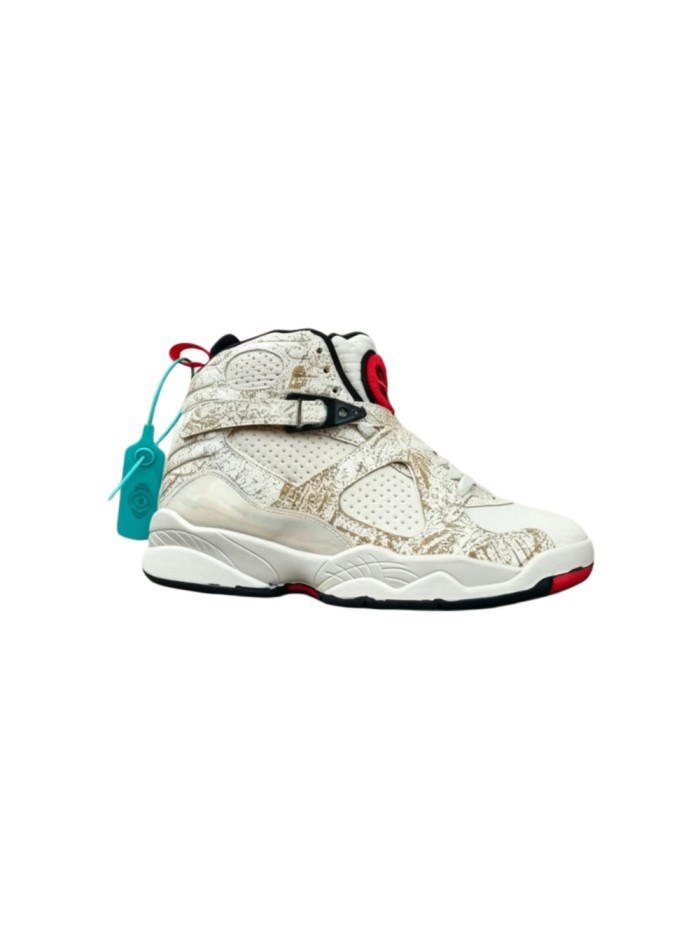 [plus-size shoes] Air @j8 Off White Splash Print Mesh & Leather Buckle Strap High Top Basketball Shoes 29247350