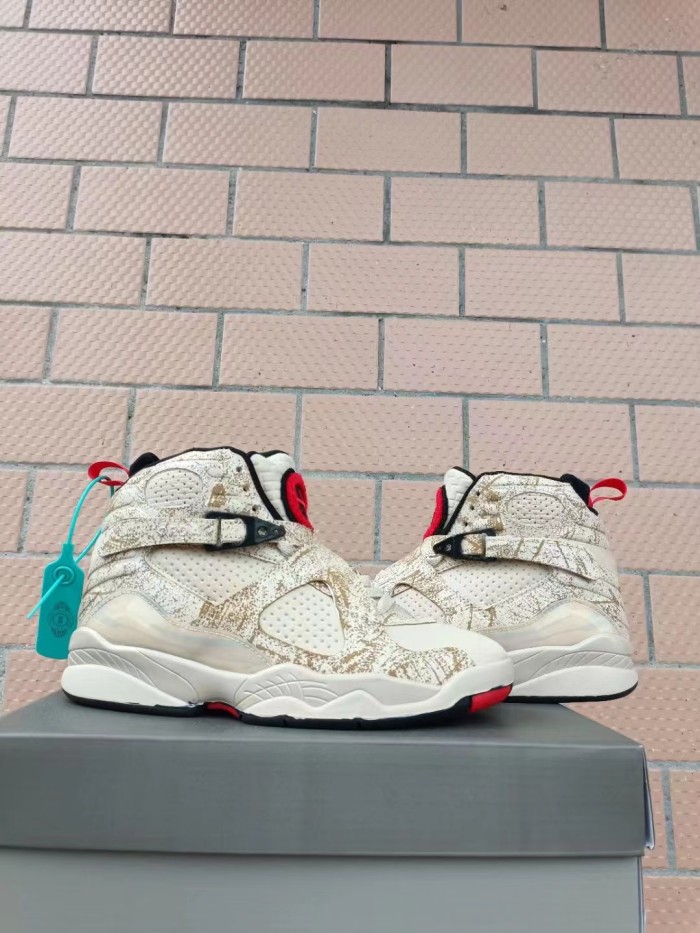 [plus-size shoes] Air @j8 Off White Splash Print Mesh & Leather Buckle Strap High Top Basketball Shoes 29247350
