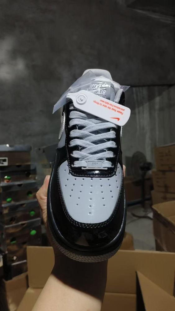 Air Force 1  Low Black Grey White Gloss Patent Panel  Sneakers 29247253