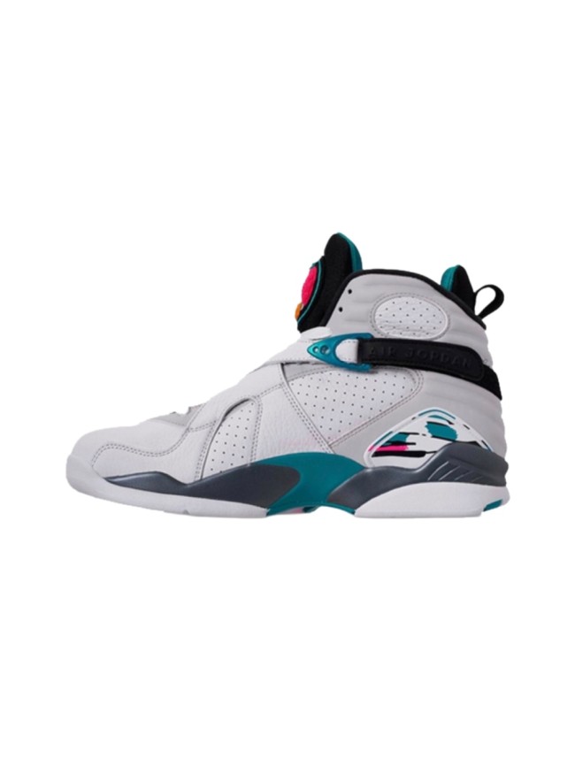 [plus-size shoes] Air @j8  Retro South Beach White Grey Teal Pink Buckle Strap Shock Absorbing Anti Slip High Top Basketball Shoes 2 colors 29247304