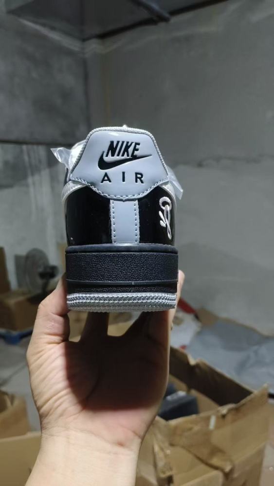 Air Force 1  Low Black Grey White Gloss Patent Panel  Sneakers 29247253