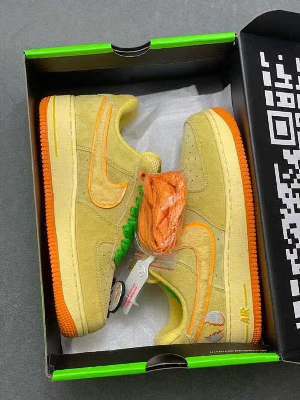 Air Force 1 Low Fall Pumpkin Theme Fuzzy Swoosh Suede Upper Heel Embroidery Sneakers 29247252