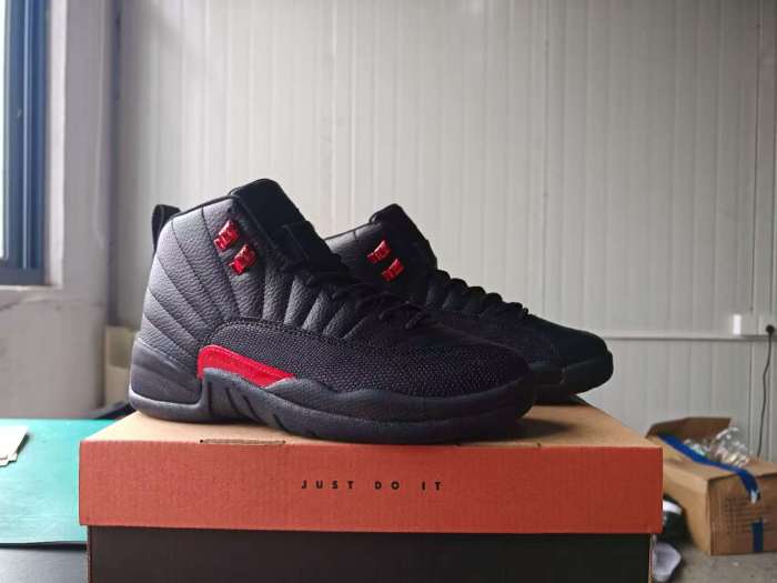 [plus-size shoes] Air @j12 Retro Bred Black Red Pebbled Leather Shock Absorbing High Top Basketball Shoes 29284147