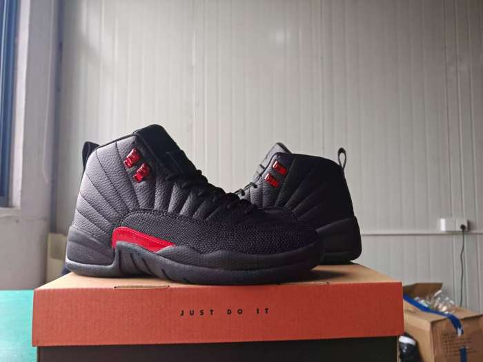 [plus-size shoes] Air @j12 Retro Bred Black Red Pebbled Leather Shock Absorbing High Top Basketball Shoes 29284147