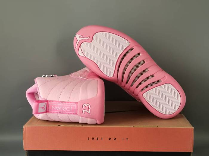 [plus-size shoes] Air @j12 Retro Monotone Full Pink Pebbled Leather Shock Absorbing High Top Basketball Shoes 29284152