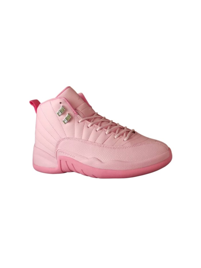 [plus-size shoes] Air @j12 Retro Monotone Full Pink Pebbled Leather Shock Absorbing High Top Basketball Shoes 29284152