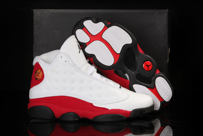 [plus-size shoes] Air @j13 Chicago White Red Genuine Leather Cushion Support Non Slip High Top Basketball Shoes 29284033