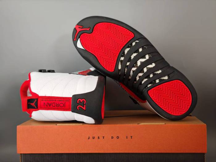 [plus-size shoes] Air @j12  Retro White Red Elephant Print Pebbled Leather Shock Absorbing High Top Basketball Shoes 29284080
