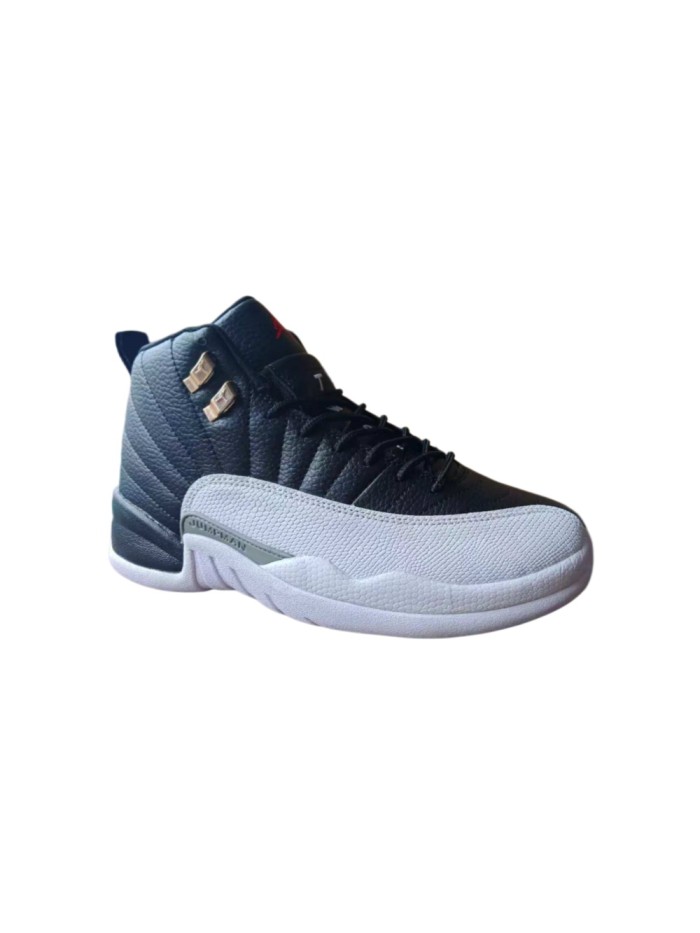 [plus-size shoes] Air @j12  Retro Playoffs Black White Pebbled Leather Metal Lace Buckle Shock Absorbing High Top Basketball Shoes 29284076