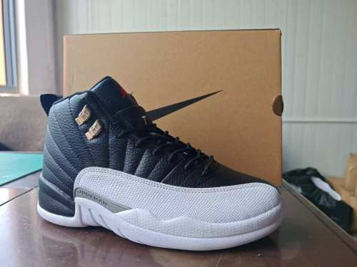[plus-size shoes] Air @j12  Retro Playoffs Black White Pebbled Leather Metal Lace Buckle Shock Absorbing High Top Basketball Shoes 29284076