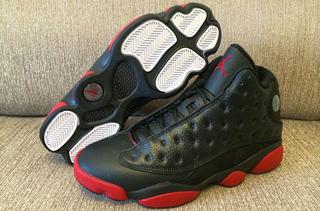 [plus-size shoes] Air @j13 Men's Retro Dirty Bred Black Red High Top Cushioned Support Basketball Sneakers 29284018