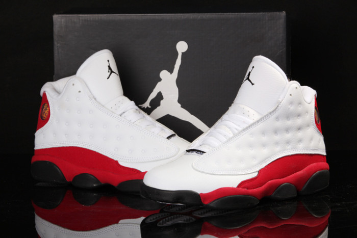 [plus-size shoes] Air @j13 Chicago White Red Genuine Leather Cushion Support Non Slip High Top Basketball Shoes 29284033