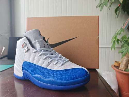 [plus-size shoes] Air @j12 Retro White Royal Blue Stingray Leather Shock Absorbing High Top Basketball Shoes 29284158