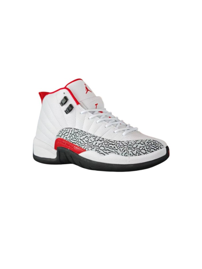 [plus-size shoes] Air @j12  Retro White Red Elephant Print Pebbled Leather Shock Absorbing High Top Basketball Shoes 29284080