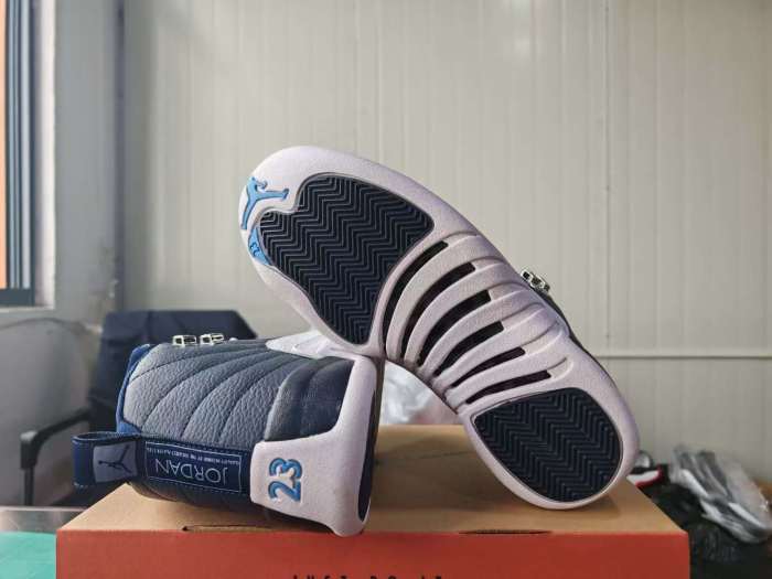 [plus-size shoes] Air @j12 Retro Navy Obsidian White Genuine Leather Shock Absorbing High Top Basketball Shoes 29284089