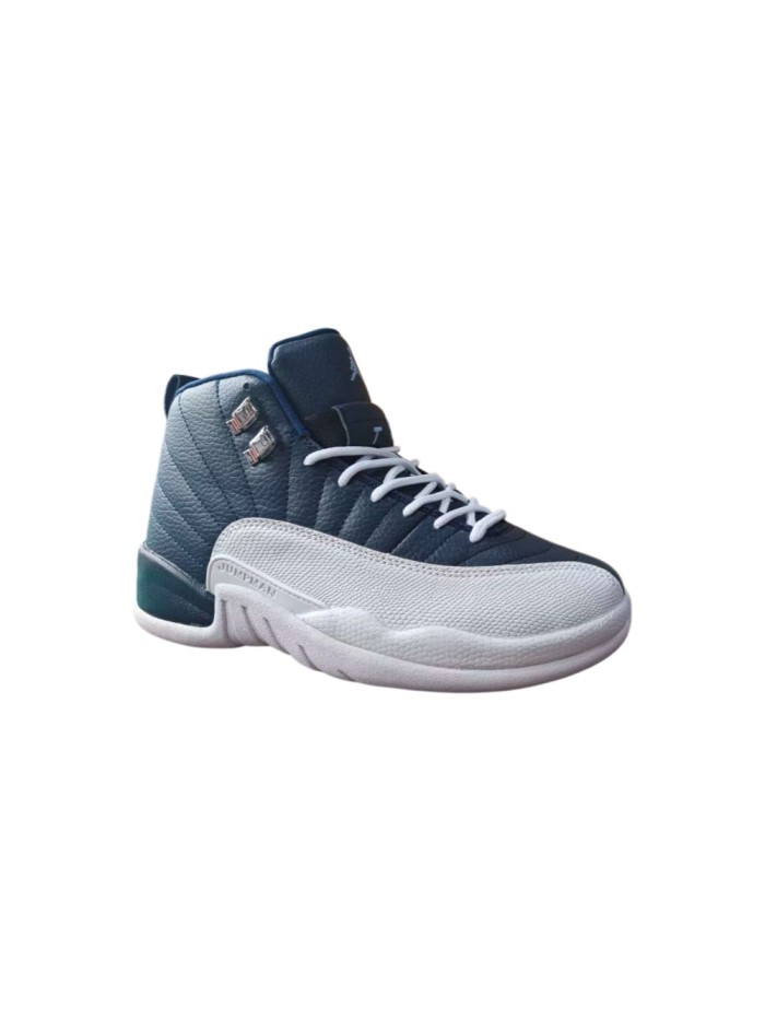 [plus-size shoes] Air @j12 Retro Navy Obsidian White Genuine Leather Shock Absorbing High Top Basketball Shoes 29284089