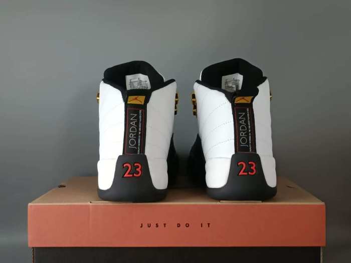 [plus-size shoes] Air @j12 White Black Gold Stingray Leather Shock Absorbing High Top Basketball Shoes 29284160