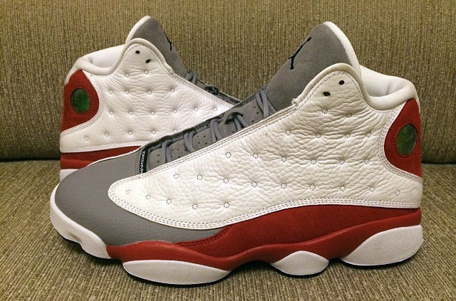 [plus-size shoes] Air @j13 Grey Toe White Red High Top Slip Resistant Shock Absorbing Basketball Sneakers 29284020