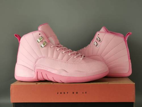 [plus-size shoes] Air @j12 Retro Monotone Full Pink Pebbled Leather Shock Absorbing High Top Basketball Shoes 29284152