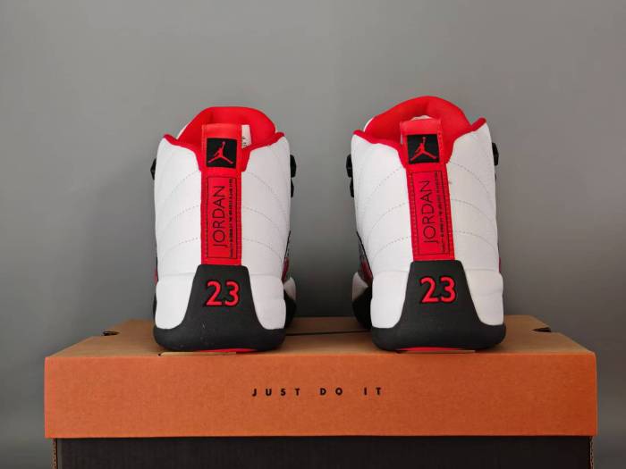 [plus-size shoes] Air @j12  Retro White Red Elephant Print Pebbled Leather Shock Absorbing High Top Basketball Shoes 29284080