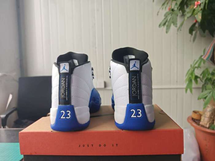 [plus-size shoes] Air @j12 Retro White Royal Blue Stingray Leather Shock Absorbing High Top Basketball Shoes 29284158