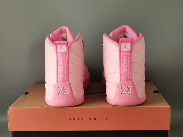 [plus-size shoes] Air @j12 Retro Monotone Full Pink Pebbled Leather Shock Absorbing High Top Basketball Shoes 29284152