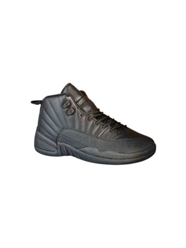 [plus-size shoes] Air @j12 Retro Triple Black Genuine Leather Shock Absorbing High Top Basketball Shoes 29284085