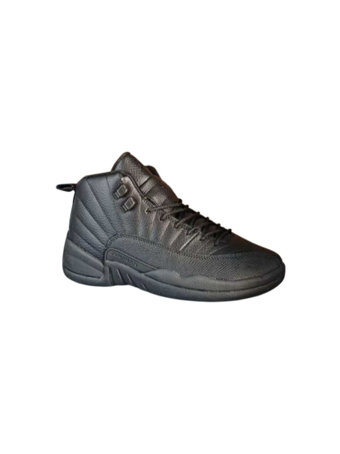[plus-size shoes] Air @j12 Retro Triple Black Genuine Leather Shock Absorbing High Top Basketball Shoes 29284085