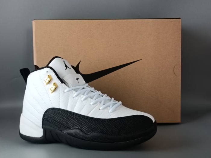 [plus-size shoes] Air @j12 White Black Gold Stingray Leather Shock Absorbing High Top Basketball Shoes 29284160