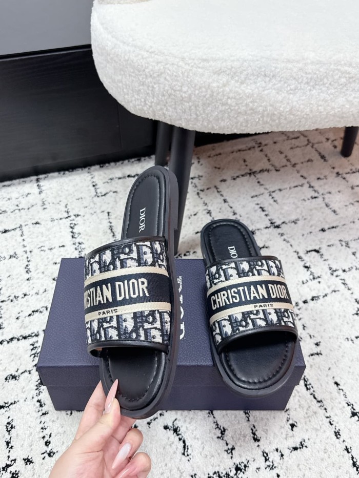 [Plus-size shoes]1:1 quality version Oblique Jacquard Pattern Webbing Strap Slide Sandals Open Toe Slip On Slippers 3 colors 29285556