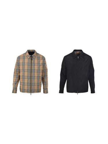 1:1 quality version Classic Plaid Reversible Lapel Windbreaker Water-Resistant Jacket 29105552