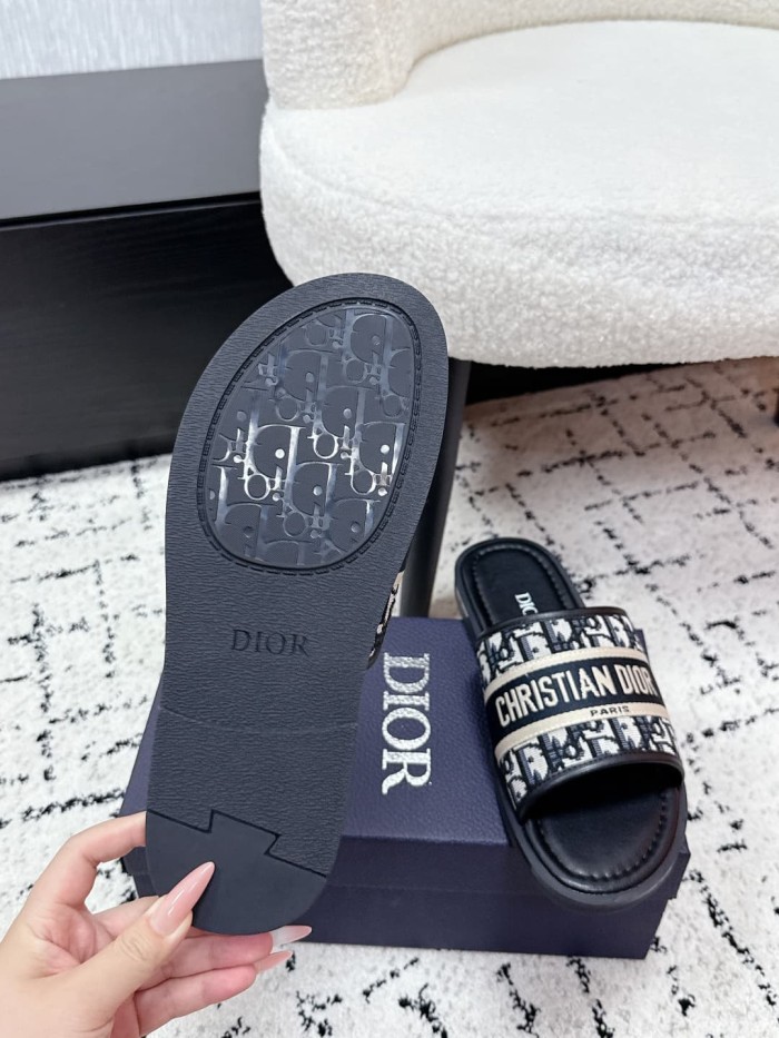 [Plus-size shoes]1:1 quality version Oblique Jacquard Pattern Webbing Strap Slide Sandals Open Toe Slip On Slippers 3 colors 29285556