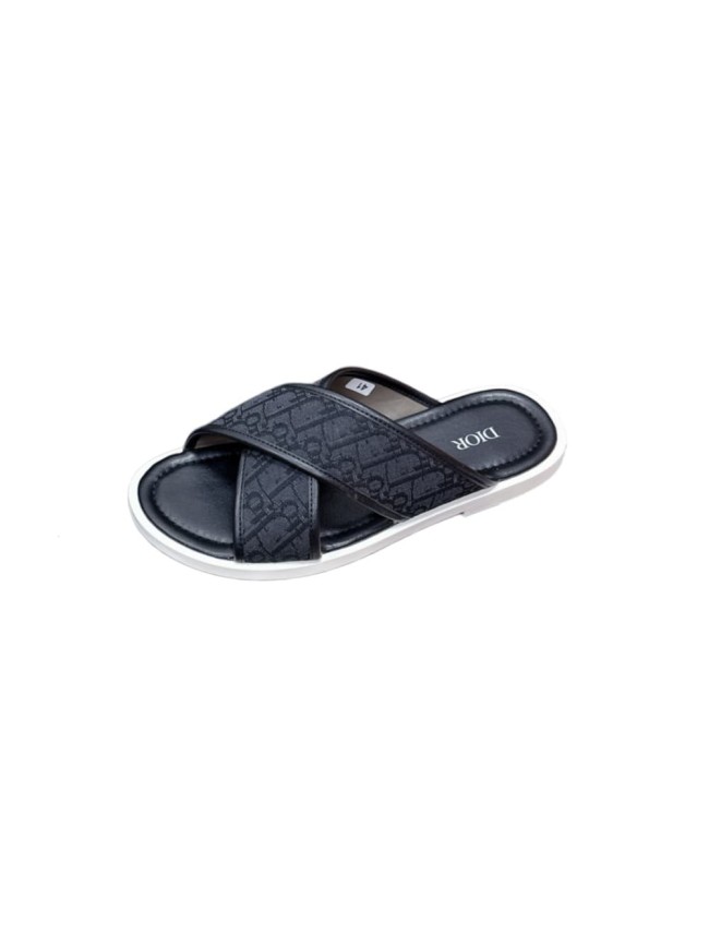 [Plus-size shoes]1:1 quality version Oblique Jacquard Cross Strap Leather Flip Flops Slippers 3 colors 29285546
