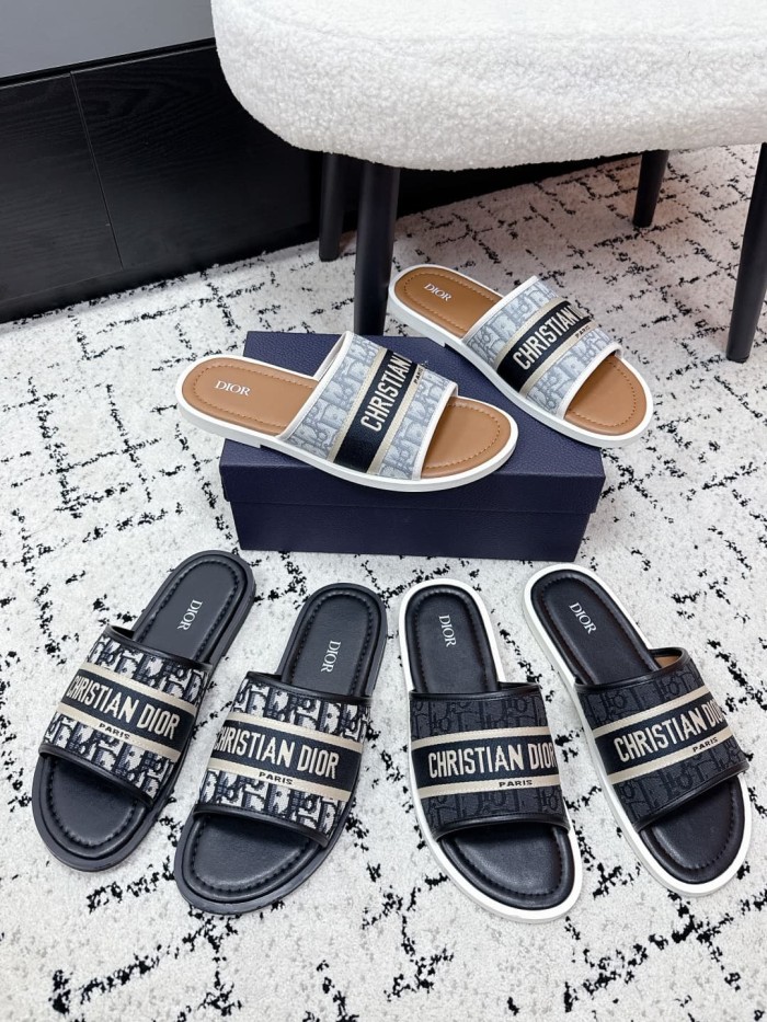 [Plus-size shoes]1:1 quality version Oblique Jacquard Pattern Webbing Strap Slide Sandals Open Toe Slip On Slippers 3 colors 29285556