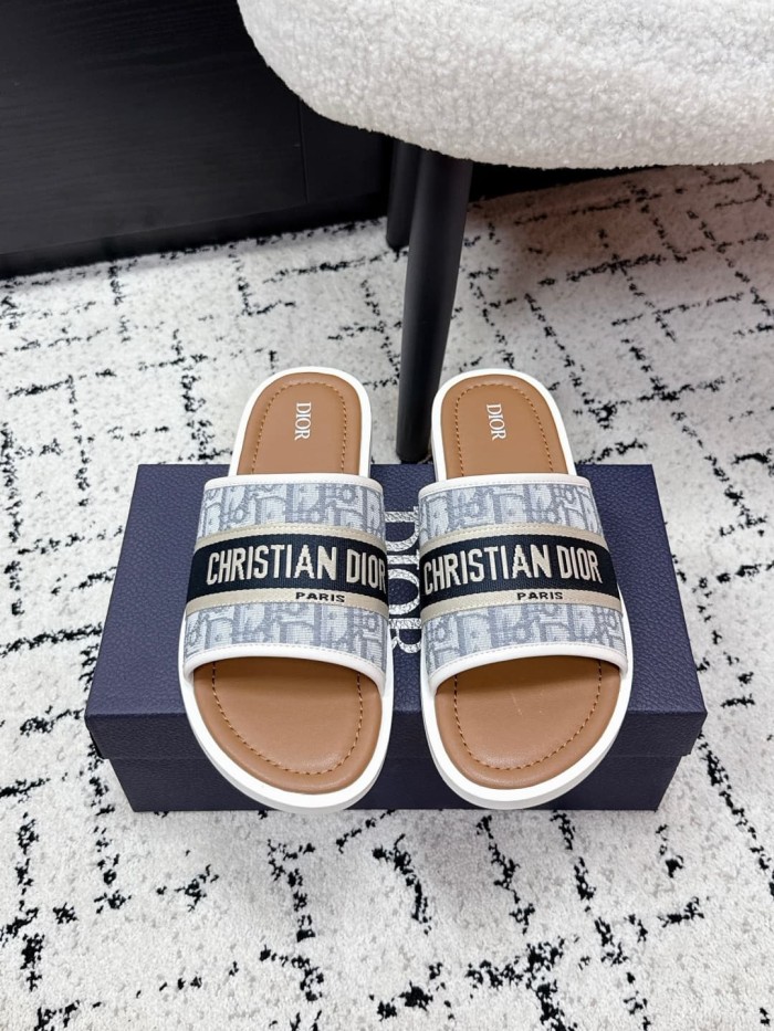 [Plus-size shoes]1:1 quality version Oblique Jacquard Pattern Webbing Strap Slide Sandals Open Toe Slip On Slippers 3 colors 29285556