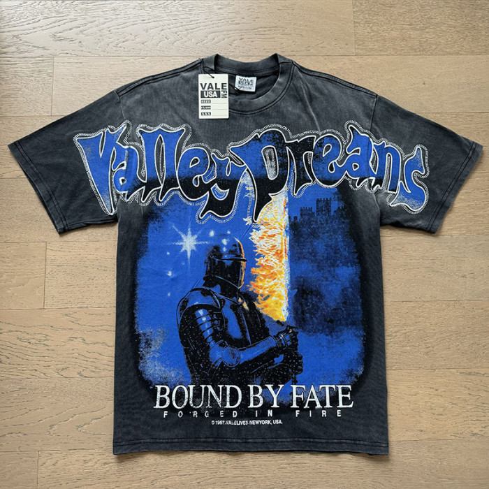 Gothic Script Knight Castle Bound By Fate Forged In Fire Text Double Print Oversized Washed Tee 29288356