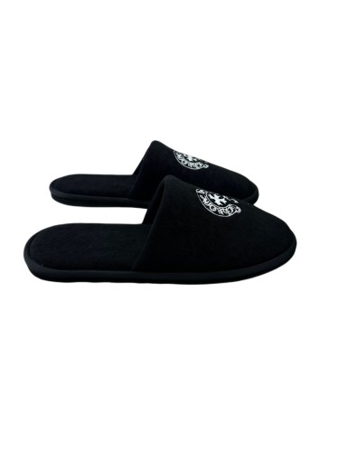 1:1 quality version Cross Letter Embroidery Fleece Closed Toe Slippers 2 colors