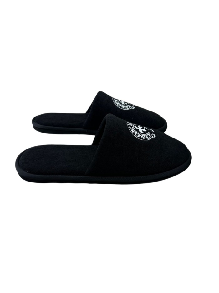 1:1 quality version Cross Letter Embroidery Fleece Closed Toe Slippers 2 colors