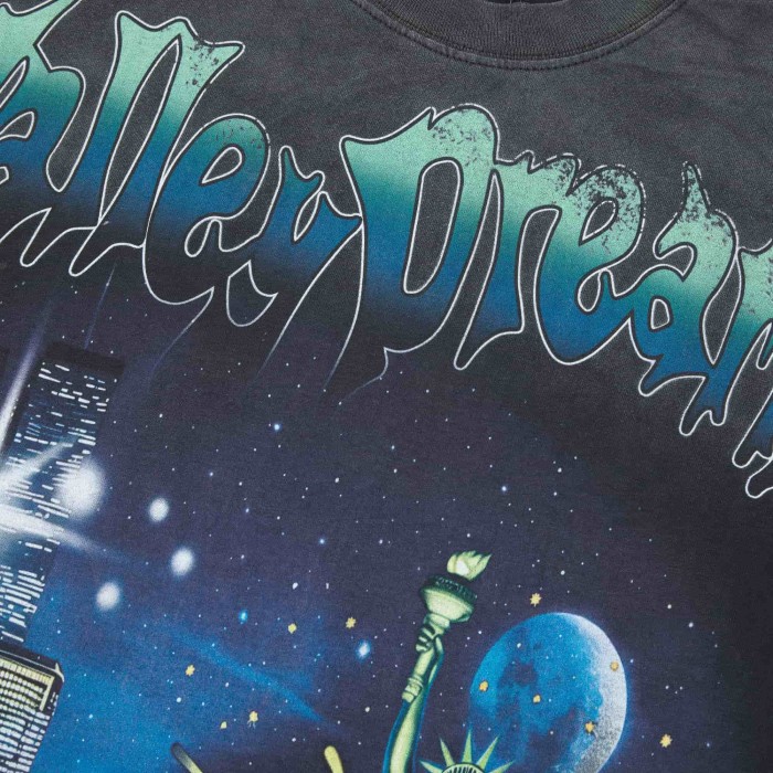 New York Night City Statue Of Liberty Starry Sky Where Dreams Never Sleep Double Sided Print Oversized Washed Tee 29288556