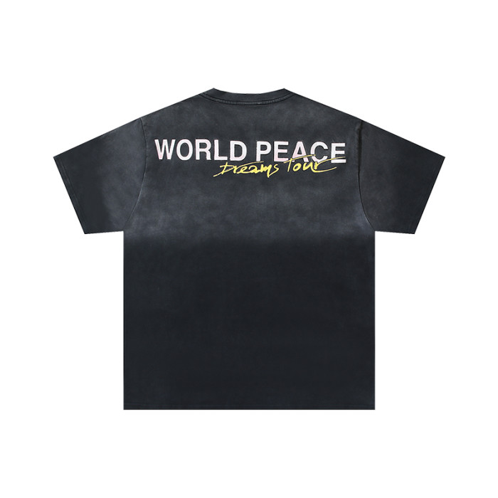 Tour Chinese Characters Crashing Dreams World Peace Double Sided Print Oversized Washed Tee 29288358