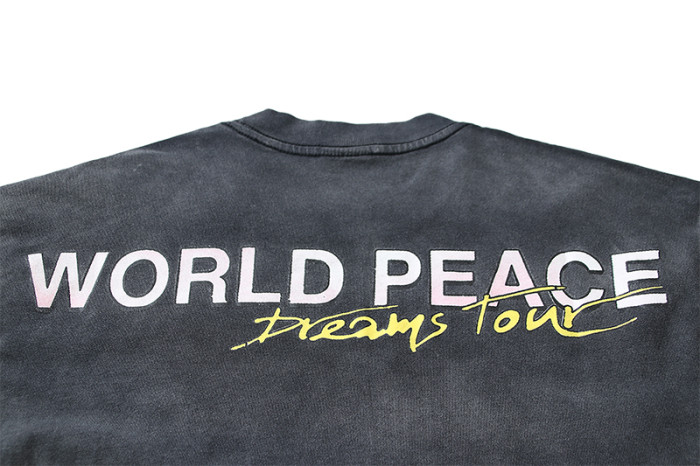 Tour Chinese Characters Crashing Dreams World Peace Double Sided Print Oversized Washed Tee 29288358