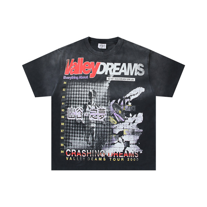 Tour Chinese Characters Crashing Dreams World Peace Double Sided Print Oversized Washed Tee 29288358