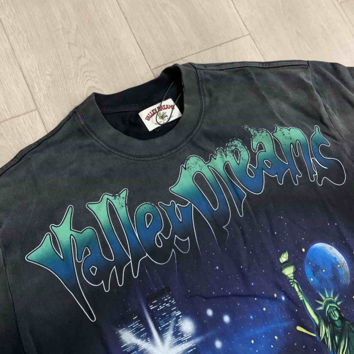 New York Night City Statue Of Liberty Starry Sky Where Dreams Never Sleep Double Sided Print Oversized Washed Tee 29288556