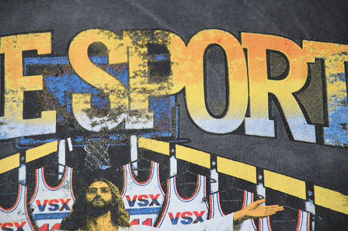 Gradient Letter Jesus Basketball Jersey Locker Room Front Only Print Washed Tee 29288351