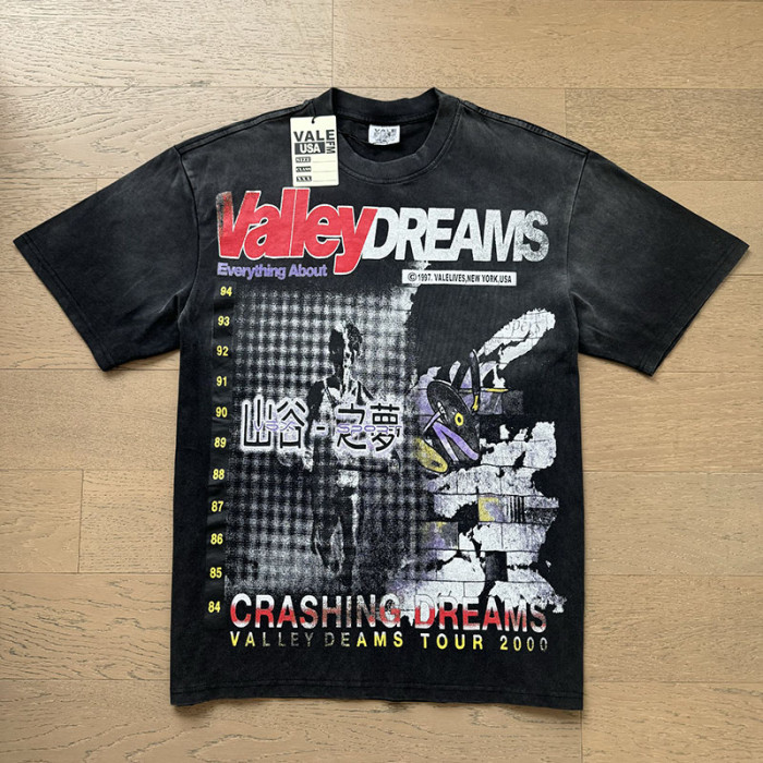 Tour Chinese Characters Crashing Dreams World Peace Double Sided Print Oversized Washed Tee 29288358