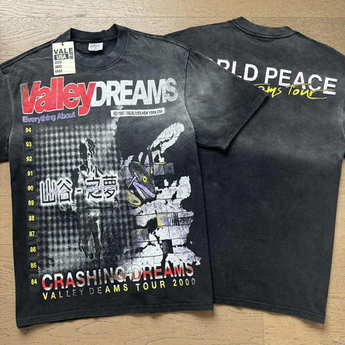Tour Chinese Characters Crashing Dreams World Peace Double Sided Print Oversized Washed Tee 29288358