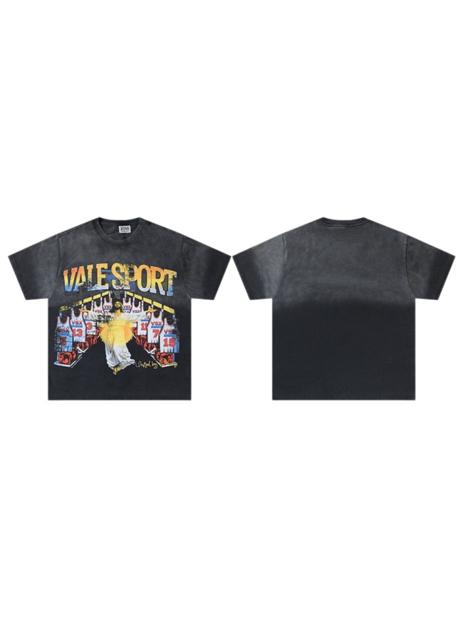 Gradient Letter Jesus Basketball Jersey Locker Room Front Only Print Washed Tee 29288351