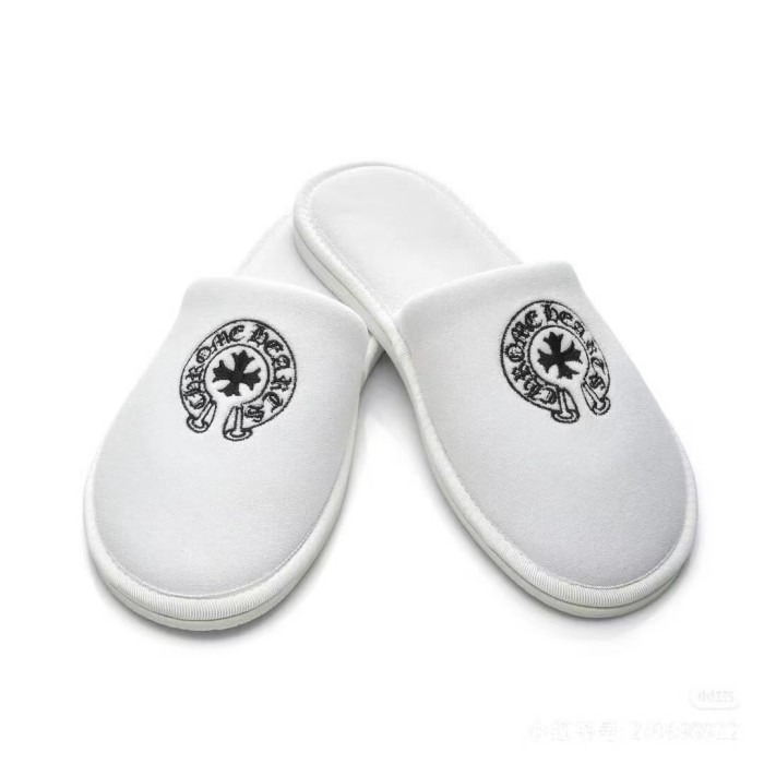1:1 quality version Cross Letter Embroidery Fleece Closed Toe Slippers 2 colors
