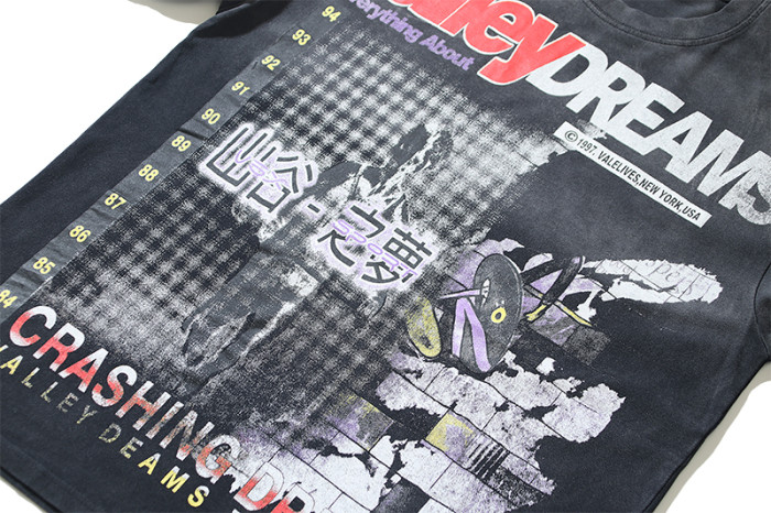 Tour Chinese Characters Crashing Dreams World Peace Double Sided Print Oversized Washed Tee 29288358